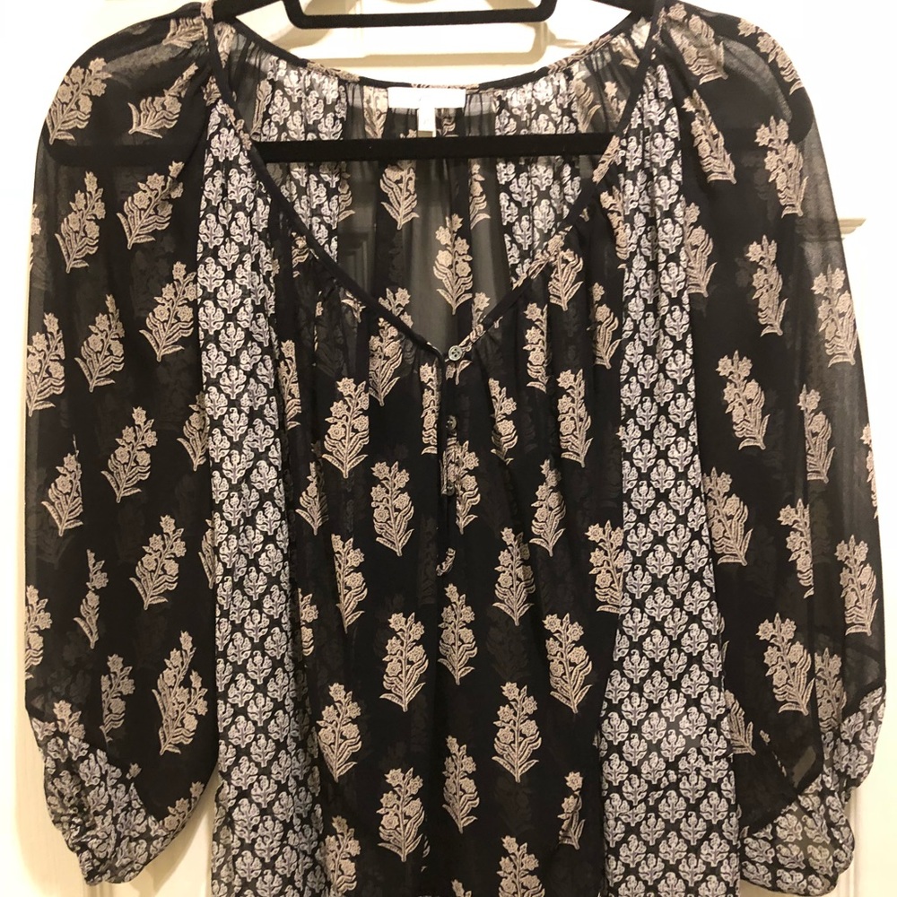 Joie Black with cream & White silk top